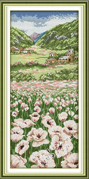 

58*27cm Needlework,DIY Cross stitch,full Embroidery kit set,Flower Garden Cottage Scenic Cross-Stitch painting Wall Home Decor