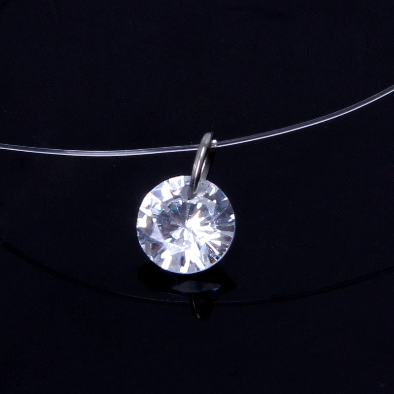 

2018 Fashion Cubic Zirconia Pendant Necklace Invisible Transparent Fishing Line Choker Chain Necklace For Women