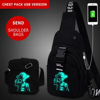 

Women's Bag Men Cartoon Luminous USB Charge Shoulder Bag Male Fashion Oxford Men Chest Bag Single Strap Crossbody Messenger Bags