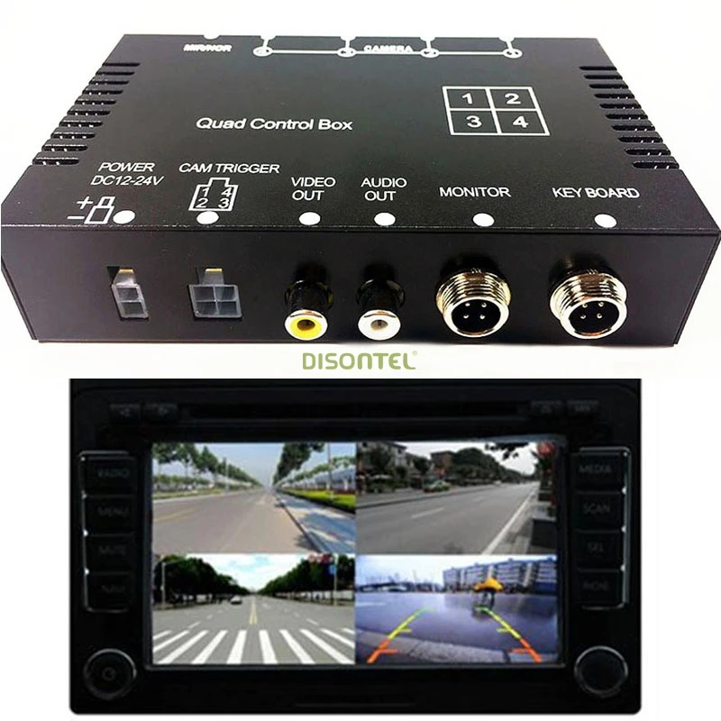 for Bus trunk 4 channel Car camera Split Controll box Real-time video Quad processor for Front Rear side view Split-Screen