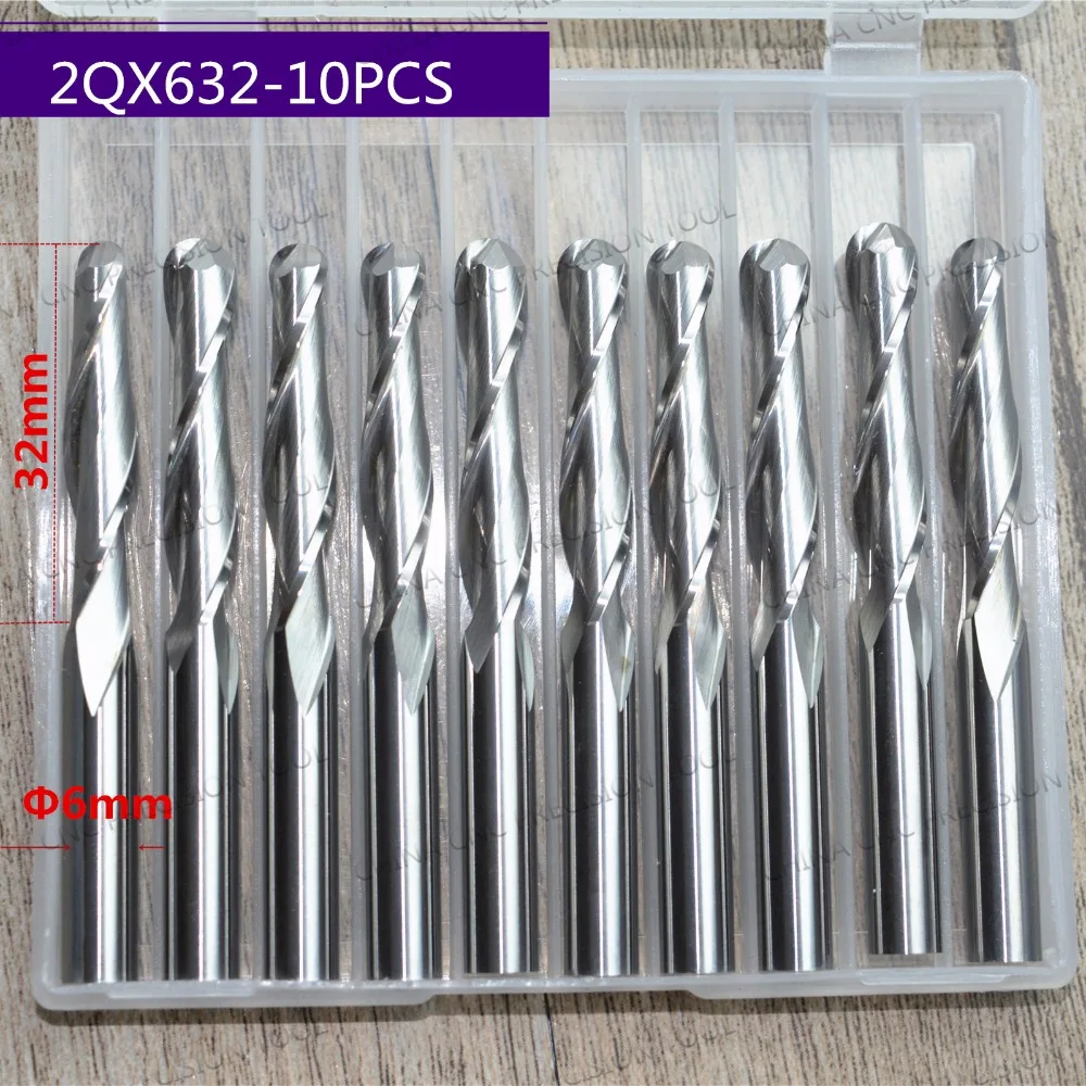 6mm*32mm 10pcs,CNC solid carbide end mill,woodworking router bit