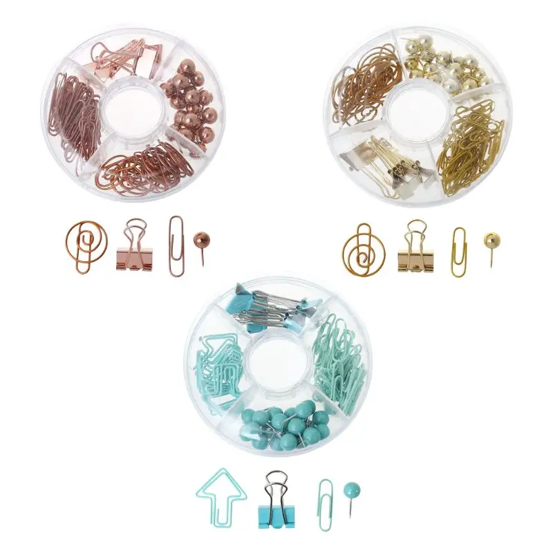 

65pcs/set Decorative Paper Clips Set Push Pin Map Tacks Long Tail Stationery Office School Supplies