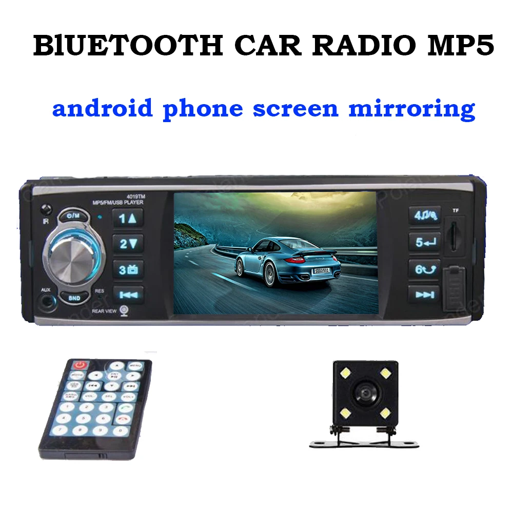 Bluetooth car radio MP5 Mp4 player android phone screen mirroring audio stereo 4 inch 1 din