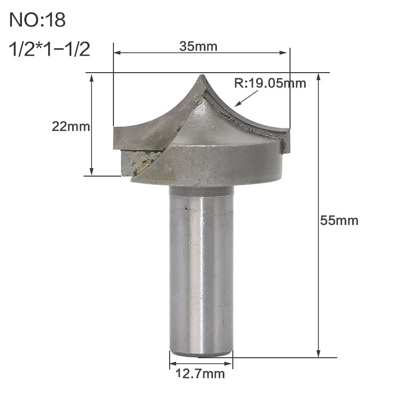 1 шт. 1/" 1/2" хвостовик деревообрабатывающий резак двойная фреза для отделки кромки биты для карбида дерева деревообрабатывающие гравировальные инструменты резьба бит - Длина режущей кромки: NO18