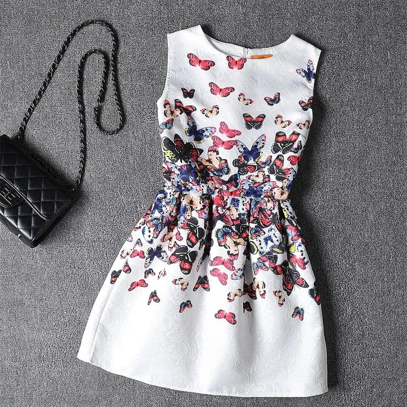 

2017 New Family Matching Outfits Girls Dress Sleeveless Printed Kids Dresses Mother and Daughter Party Princess Christmas Dress