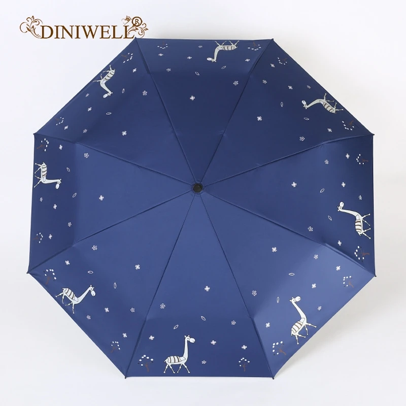 

DINIWELL Deer 3 Folding Umbrella Female Sunscreen Sunny Rain Umbrellas Women Protection UV Sunshade Parasol Non-Automatic