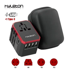 RU сток Hyleton Универсальный адаптер для путешествий USB адаптер питания зарядное устройство для телефона 4 USB AC по всему миру вилки для США, ЕС, Великобритании, Австралии type-C usb