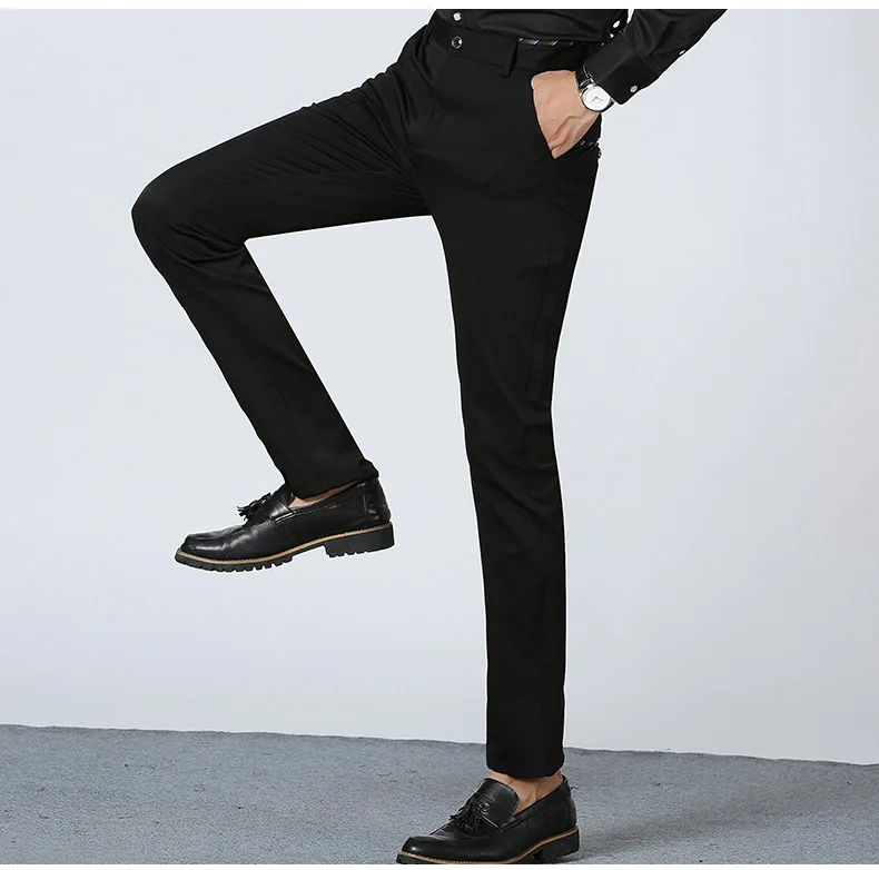 2019 Новый бренд весна зима узкие брюки мужские модные повседневные Черные мужские брюки стрейч прямые узкие брюки для мужчин Heren Broeke