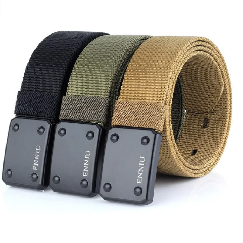 Men Tactical Nylon Waist Belt Double hook Metal buckle Adjustable Heavy