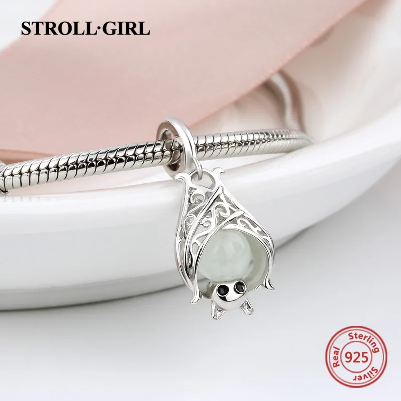 Strollgirl животных bat Firefly бабочка светящиеся шарики DIY прелести Fit Authentic Pandora Браслеты кулон изготовления ювелирных изделий подарки