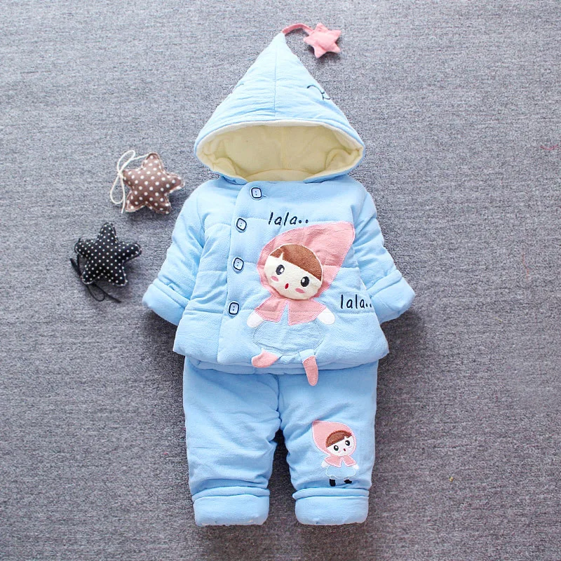 

Baby Girls Winter Clothes Children's Clothing Girls 2 Pieces Set Kid's Suits Keep Warm Jackets Pants Kids Clothes Plus Velvet