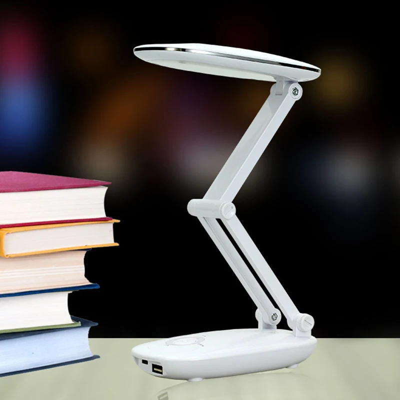 Koop Draagbare Verstelbare Bureaulampen Oplaadbare led Tafellamp met Multifunctionele USB opladen lijn opvouwbare LED bureaulamp