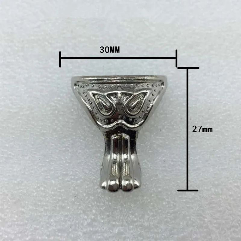 Розничная торговля опора из цинкового сплава, Декоративные ножки, винтажная деревянная фурнитура для мебели, угловой шкаф, серебристая бронза, 29*27 мм, 1 шт