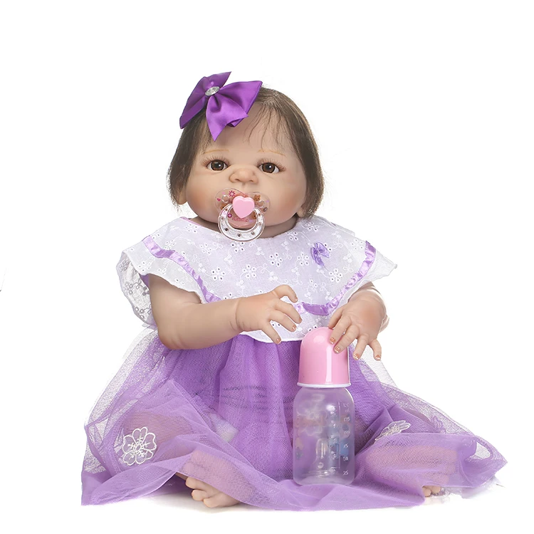 

55cm Full Silicone Bebe Reborn Doll Toddler Realistic 22" Vinyl Newborn Princess Girl Baby Waterproof Body Bathe Toy Lovely Gift