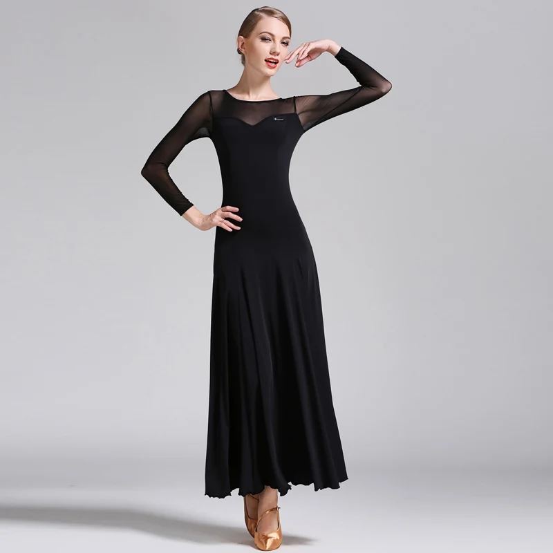 

Ballroom Dance Competition Dresses 2019 New Arrival 7 Color High Quality Long Sleeve Flamenco Skirt Women Stage Ballroom Dress