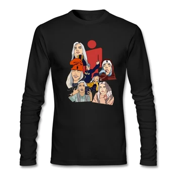 

Billie Eilish Singer T Shirt Long Sleeve T Shirt Men Top Resilient O-neck Cotton Mens T Shirts