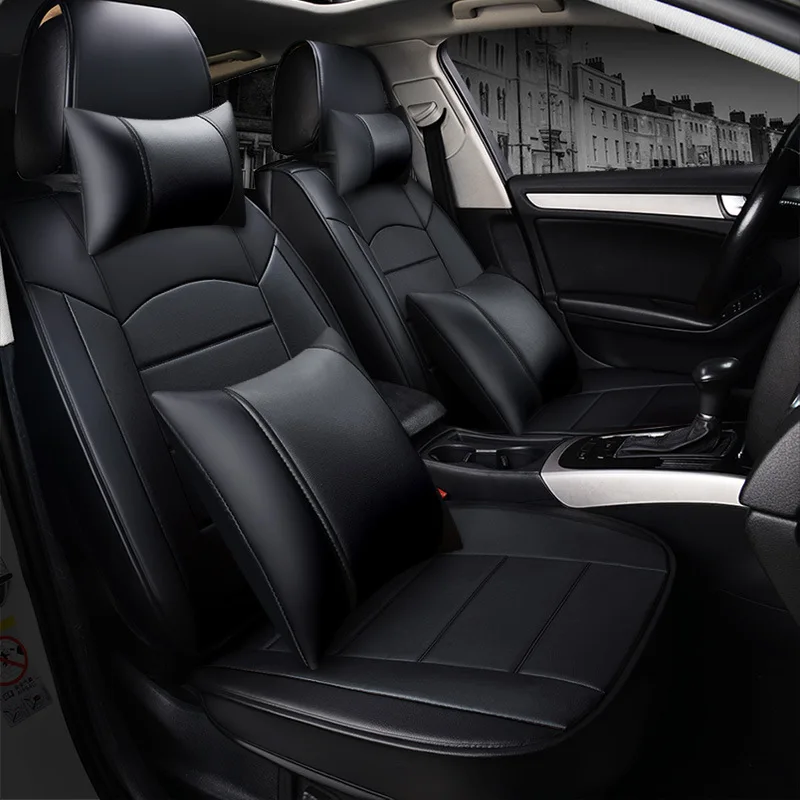 

Universal Car Seat Cover Four Season Black Pu Leather Full Set High Quality For Toyota Camry Kia optima k5 nissan xterra