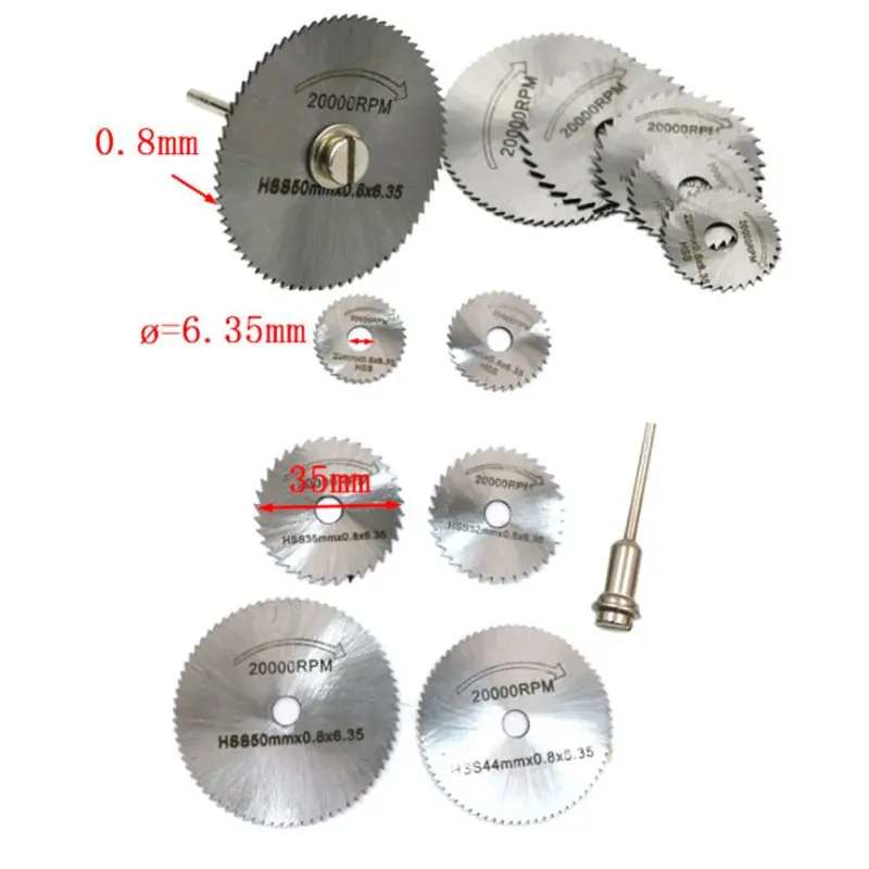 6pcs Saw blade+1pc Pole HSS Saw blade Rotary Tool Dremel Metal Cutter Hand Tool Set Wood Grinding Discs Drill Hand Tool Sets