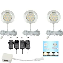 3 Вт Светодиодный светильник под шкаф s светодиодный светильник 12 в 3 Вт Соединительный круглый шкаф светильник поверхностного монтажа вниз светильник s светодиодный шайба светильник s