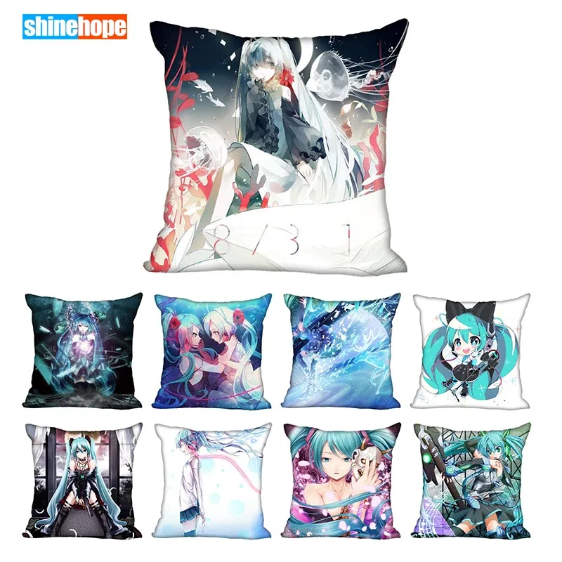 

Custom Decorative Pillowcase Hatsune Miku Square Zippered Pillow Cover 33x33,40x40,45x45cm(One Side)Pillow Case