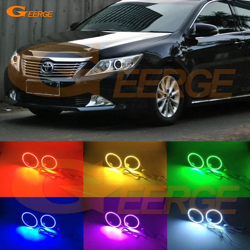 

For toyota camry XV50 2011 2012 2013 2014 Excellent Angel Eyes Multi-Color Ultra bright RGB LED Angel Eyes kit Halo Rings