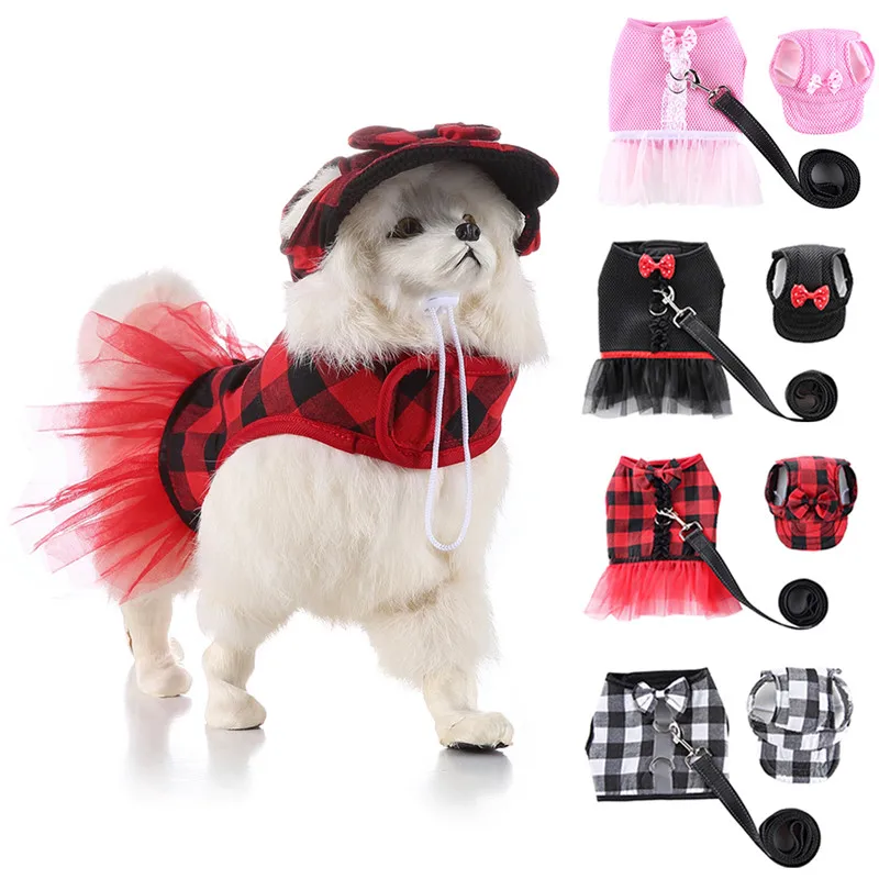 

Polyester Dog Collars Leads Adjustable Dog Harness Plaid Shirt Leash For Dogs Fashion Pet Products OBQ Collare Catena Cane