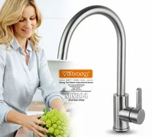 VIBORG Deluxe Solid SUS304 Stainless Steel Casting Lead-free Kitchen Faucet Mixer Tap Cold and Hot Water brushed