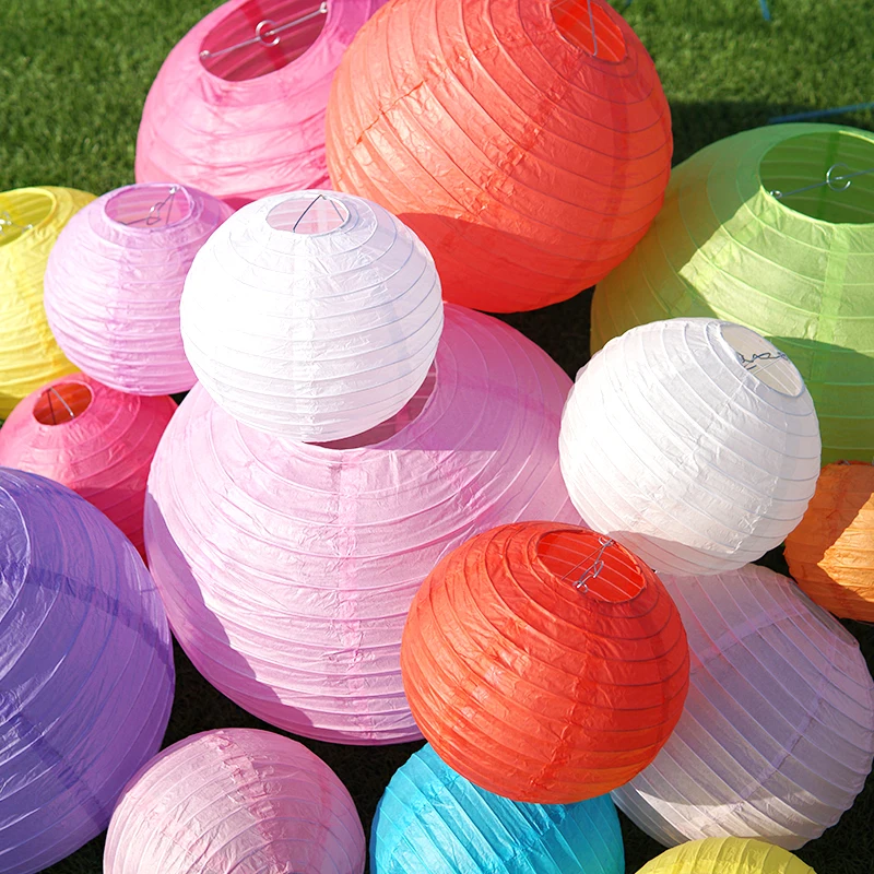 

10 Pcs 6-16 Inch Multi-color optional Paper Lantern gift craft DIY lampion for Party Wedding Decoration Hanging Paper Ball