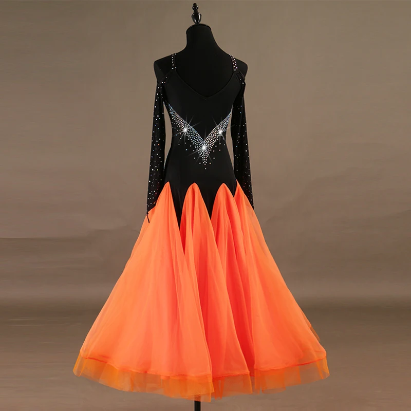 Индивидуальные платье для вальса бального танца Конкурс платья стандартные танцевальные платья дешевые D0474 большой подол горный хрусталь