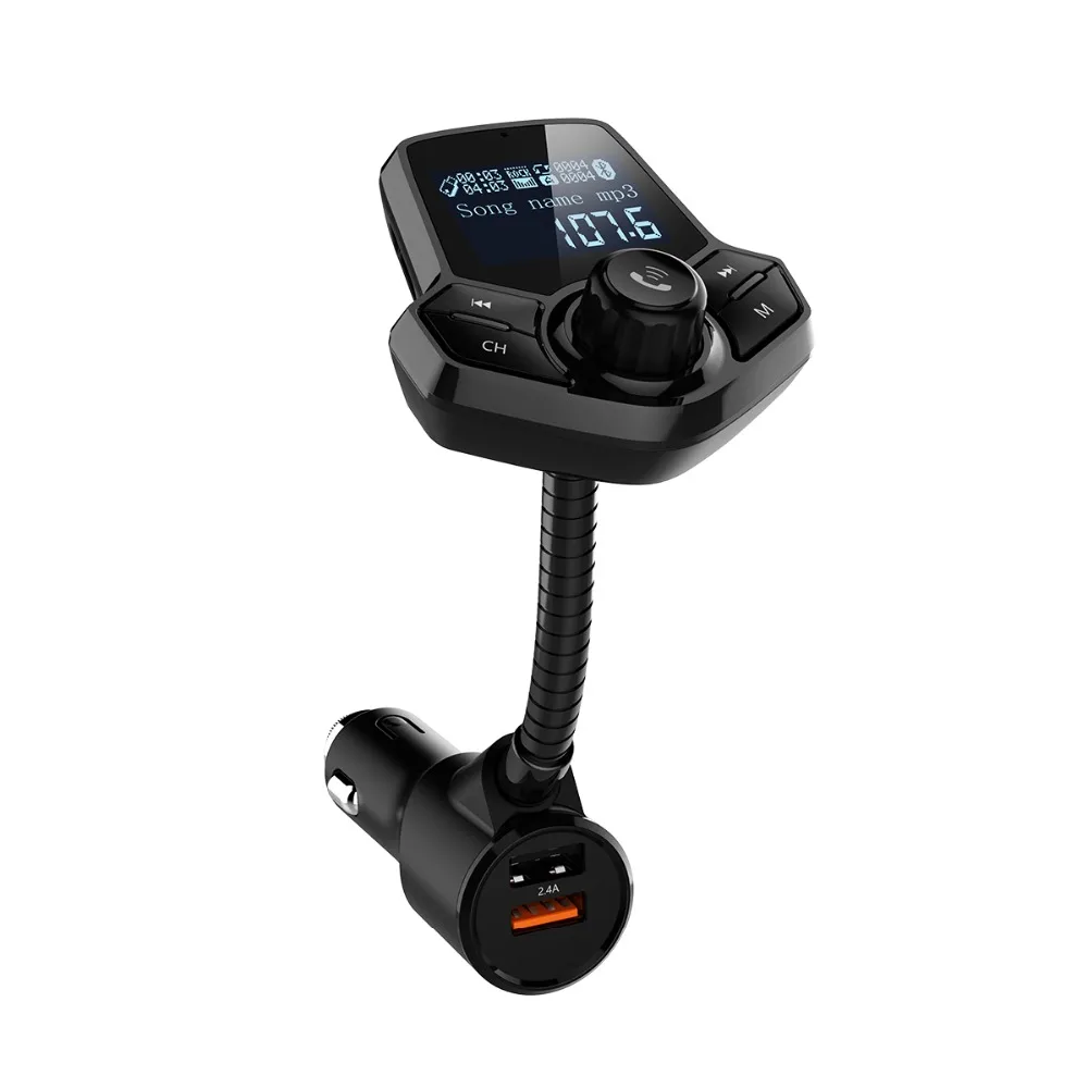 

Powstro Dual USB Fast Car Charge 3.0 + 2.4A Car Charger Adapter & FM Transmitter MP3 Player TF card U disk LCD Display Car Kit