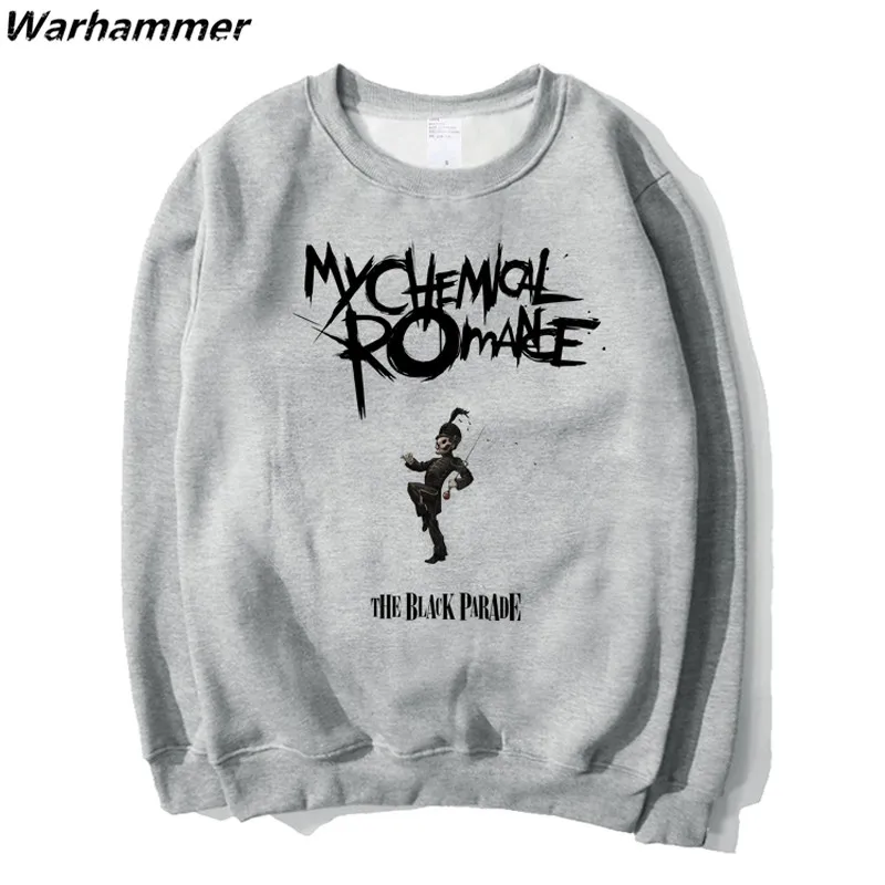 

Warhammer 2017 Winter New Arrival My Chemical Romance The Black Parade Hoodie Sweatshirt Print Full Sleeve Cotton Oneck 2XL Grey