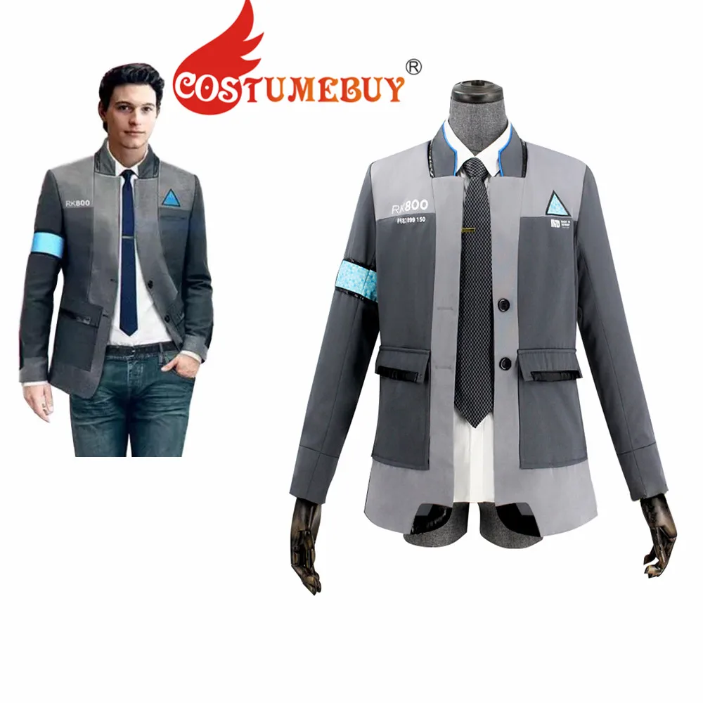 Costumebuy игра Detroit: стать человеком Косплэй RK800 Коннор верхняя одежда, куртка Рубашка с галстуком полный комплект мужские Хэллоуин Detroit костюм L920