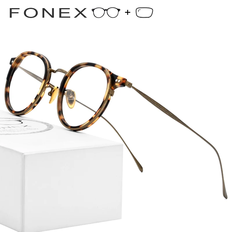 Männer Frauen Optische Myopie Acetat Rahmen Vintage Titan Runde Retro Brillen B 06qwfIc