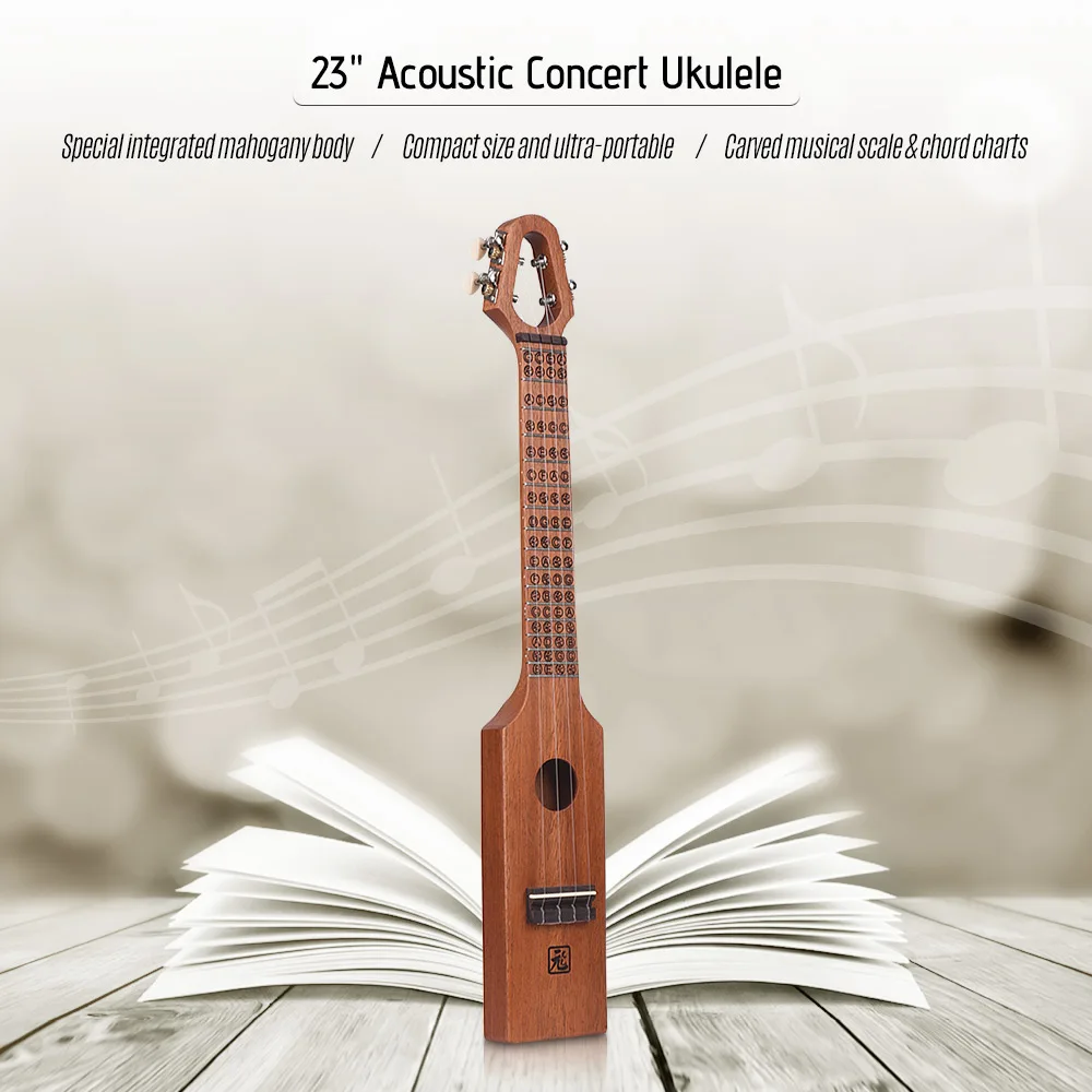 Концертная 2" Акустическая укулеле компактный размер Ukelele uke красное дерево с резной музыкальная шкала и Chord диаграмма сумка для переноски