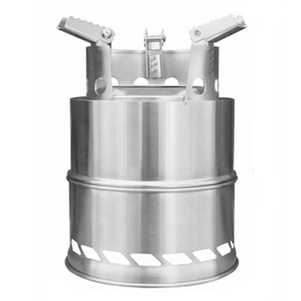 

Outdoor Alcohol Stove Portable Picnic Silver Folding Stainless Steel Compact Windproof Lightweight Camping Hiking