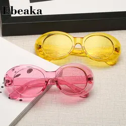 Ebeaka 2019 тенденции конфеты Цвета Для женщин овальные очки модные Для мужчин блеск прозрачный красный желтый и зеленый цвета фиолетовые очки