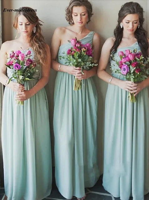 Special Price Long Light Green Bridesmaid Dresses Chiffon A-Line One Shoulder Floor Length Simple Wedding Gusts Party Gowns Custom Made Special Price Long Light Green Bridesmaid Dresses Chiffon A-Line One Shoulder Floor Length Simple Wedding Gusts Party Gowns Custom Made