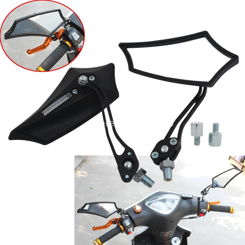 Черное универсальное регулируемое зеркало заднего вида для мотоцикла|chopper bobber