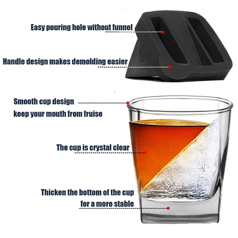 Goedkoop TEENRA 1 stks Whisky Wijn Beker Met Siliconen Ijs Schimmel Vodka Ijs cup Siliconen Vorm Wijn Cup Drinkware Gereedschap