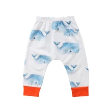 Новые штаны для маленьких мальчиков детские штаны-шаровары Повседневные детские хлопковые штаны с принтом Кита для мальчиков и девочек, брюки для От 0 до 3 лет