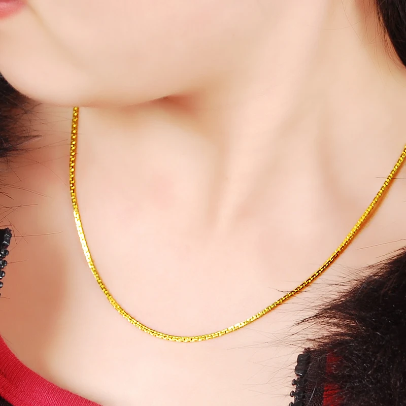Мм 3 мм шириной 24 К желтого золота Цвет цепи ожерелья для мужчин Модные украшения Высокое качество для женщин мужчин