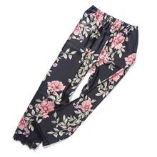 Для женщин Леди шелковый атлас пижамные штаны пижама одежда для сна; Ночная Одежда Домашняя одежда кружево, Одноцветный принт