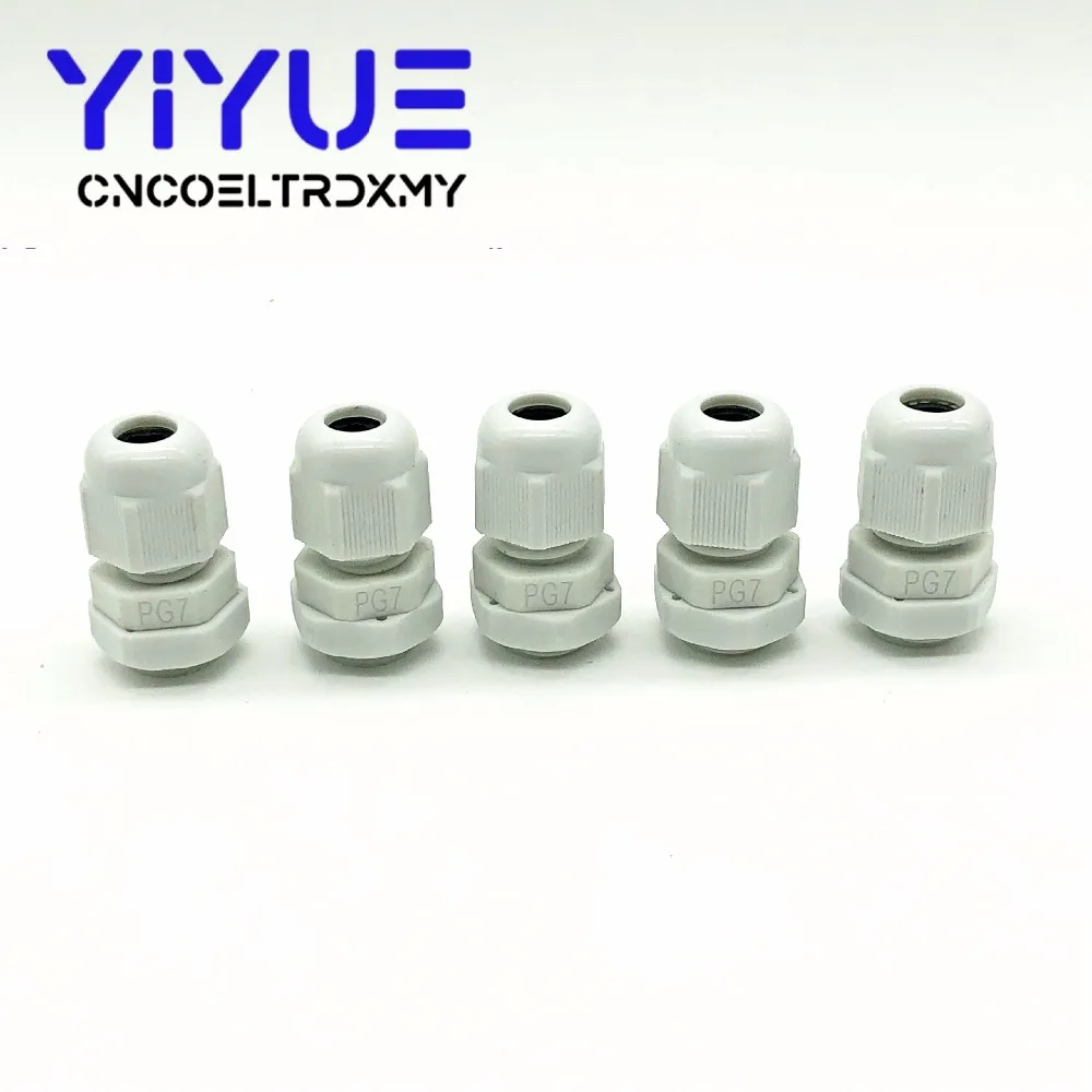 10/20pcs IP68 PG7 for 3-6.5mm Wire Cable CE White Black Waterproof Nylon Plastic Cable Gland Connector
