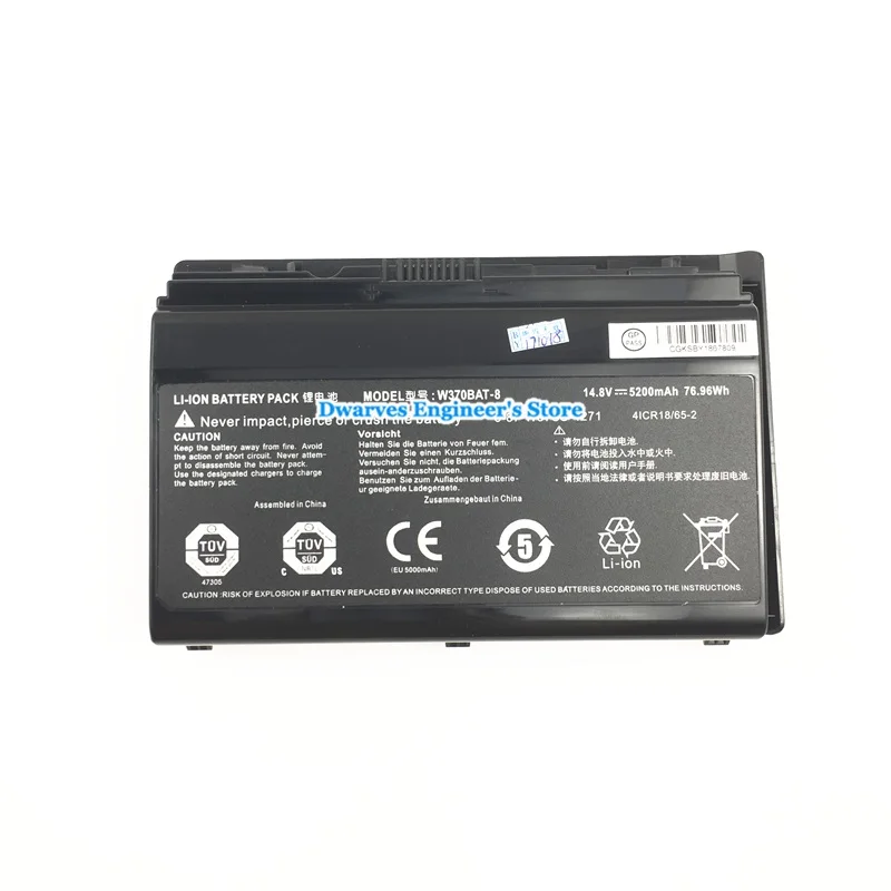 Подлинная 6 87 W370S 4271 батарея для Clevo W370BAT 8 W350ET W350ETQ W350ST W370 5200mAh 76.96Wh|battery clevo|clevo