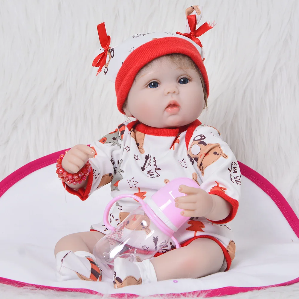 

Reborn Baby Doll with Cloth Body High Quality Hair 17 Inch Little Bebe Toy For Kid Christmas Gifts and Birthday Gifts Alive Lol