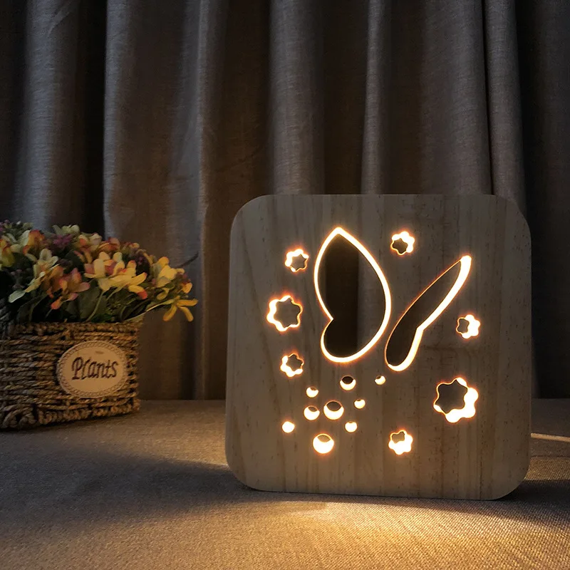 

NEW Butterfly 3D Night Light Wooden Decorative Lighting USB Power Table Desk Lamp Kid Beedroom Decoration Lighting Gift IY801101