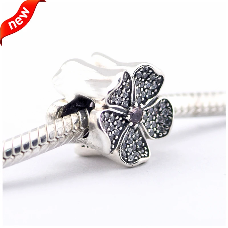 

CKK серебро 925 пробы Сверкающее яблоко цветение, Румяна Розовый кристалл шармы Бусины Подходит Браслеты DIY ювелирные изделия