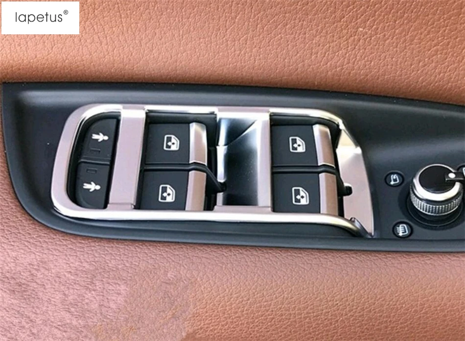 

Lapetus Accessories Fit For Audi Q7 2016 - 2019 Inside Car Door Handle Panel Surround Window Lift Switch Molding Cover Kit Trim
