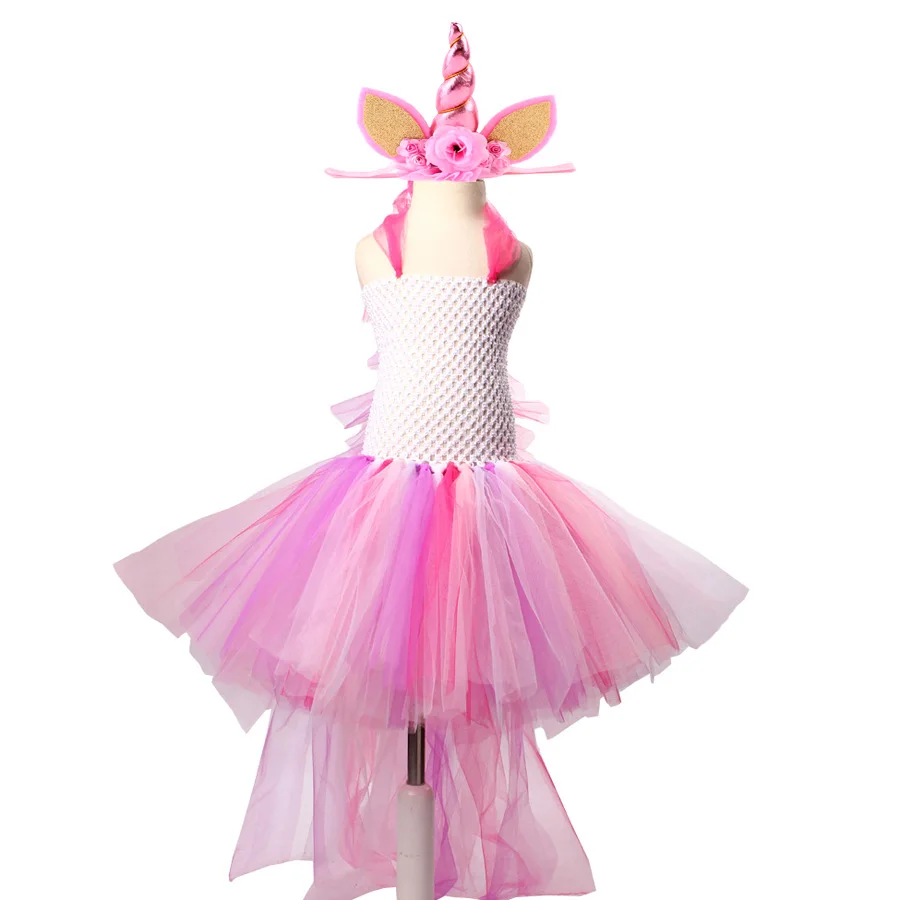 ustle Unicorn Grils Halloween Tutu Dress Baby Little Pony Dress for Birthday Party Purim Kids Fancy Costume Photo Props (5)