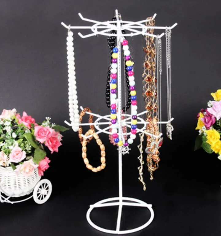 

New Arrival 2 layers Metal Rotating Jewelry Stand Earring Necklace Display Holes Storage wig bracelet Holder Rack free shipping